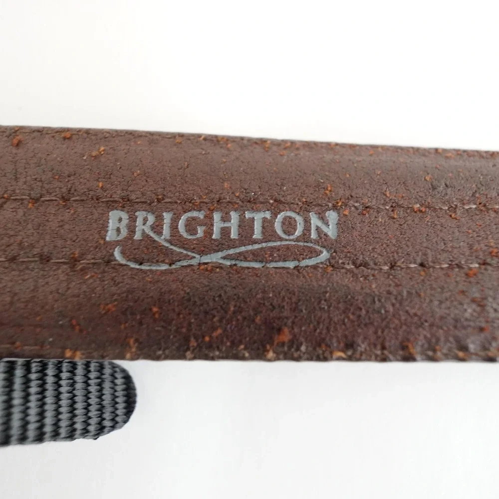 Brighton Leather Woven Belt Mens 40 Brown Classic Gold Buckle Casual